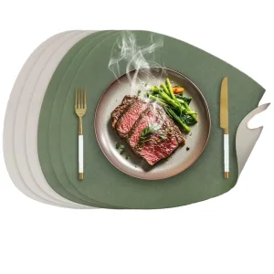 Nordic Cowhide Patterned Teardrop Pu Leather Placemats Double Sided Non Slip PU Heat Insulating Mats for Restaurants and Hotels