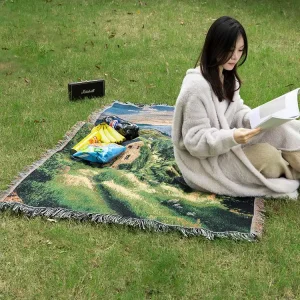 Nordic Decorative Tapestry Sofa Blanket Country Manor Custom Woven Jacquard Holiday Throw Blanket Eco Friendly Tassel