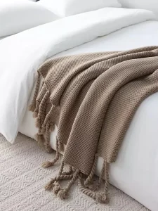 Nordic Ins Solid Thick Knit Throw with Large Fringes Sofa Nap Bed End Blanket for Homestay Factory Direct