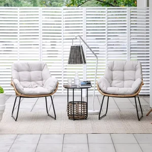 Nordic Leisure Light Luxury Rattan Outdoor Table Chair ThreePiece Combination Set Balcony Courtyard Home Patio Leisure Furniture