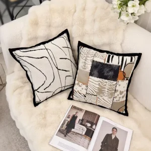 Nordic Light Luxury Customizable Chenille Sofa Throw Pillows Plants Flowers Pattern Modern Minimalist Knitted Jacquard Removable