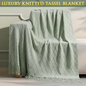 Nordic Light Luxury Minimalist Natural Healing Style Yoga Sofa Bed Cover Blanket Customizable Knitted Tassel All Season