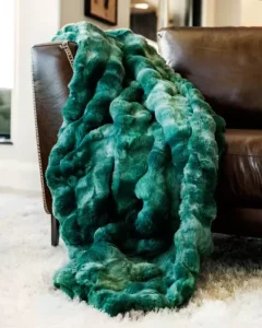 Nordic Luxury Double Faux Rabbit Fur Knitted Throw Blanket Weighted Thickened No Shedding Skin Friendly All Season Bed Stylish