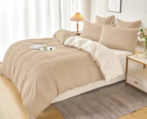 Nordic Minimalist Luxury Solid Color 3Pcs 100% Polyester Breathable Eco-Friendly All-Season Home Hotel Duvet Cover Set 200TC
