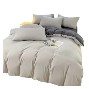 Nordic Minimalist Polyester Solid Color Brushed Bedding Set Sheet Duvet Cover Pillowcase For Home Dorm All Season Universal Use