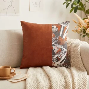 Nordic Minimalist Vintage style Leather Patchwork Throw Pillows for Home Decoration