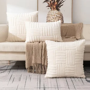 Nordic Modern Eco Friendly Woven Soft Plush Faux Fur Solid Color Throw Pillow Cover Home Decor