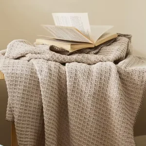 Nordic Plain Waffle Throw Blanket Solid Color Cotton Bed Blankets Knitted Blanket