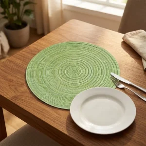 Nordic Polyester Yarn Ramie Woven Rattan Placemat Round Hemp woven Cup Mats Round Anti Slip Cup Mat Heat insulating Table Mats
