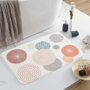 Nordic Printed Faux Cashmere Bath Mat Ultra Soft Non Slip Bathroom Rug Modern Absorbent Shower Mat for Home Decor