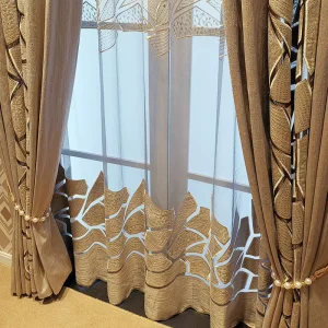 Nordic Simple Hollow Sheer Curtain Embroidery Flannelette Blackout Curtains for the Living Room