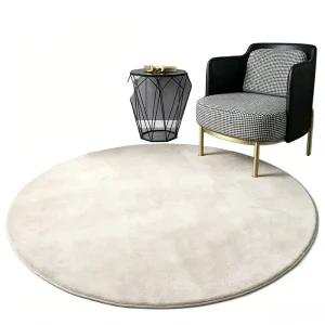 Nordic Simple Solid Color Soft Round Area Rug Fireproof Non slip No Shedding for Hallway Living Room Bedroom Residential Carpet