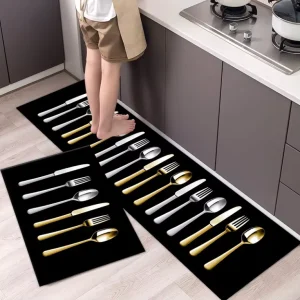 Nordic Soft Anti Fatigue Kitchen Floor Carpet DIY Washable and Kitchen Runner Rug Mat Set 2 for Kitchen
