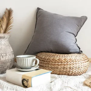 Nordic Solid Cotton Washed Linen Throw Pillow Case Edge Pressing Cushion Cover