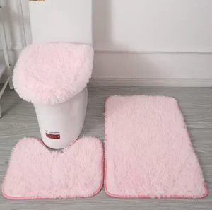 Nordic Style 3 Piece Bathroom Mat Set with Soft Silky Surface Super Absorbent Non Slip Backing Easy Care