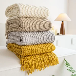 Nordic Style Chain Tassel Acrylic Knitted Blanket Decorative Throw for Sofa Cover Bed End Air Conditioning Nap
