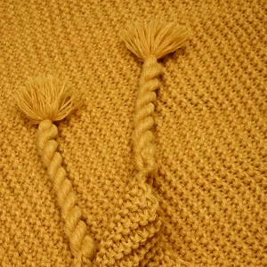 Nordic Style Ochre Throw with Tassel Details