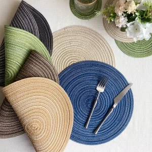 Nordic Style Placemats Circular Woven Insulated Tray Mats Household Heat resistant Mats