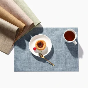 Nordic Style Pvc Cloth Grain Faux Leather Placemat Heat Resistant Non Slip PU Table Mats