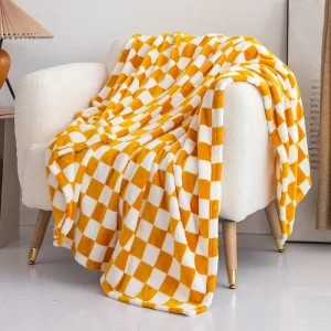 Nordic Style Raschel Polyester Knitted Anti Dust Mite Four Seasons Christmas Pattern Thickened Golden Mink Customizable Blanket