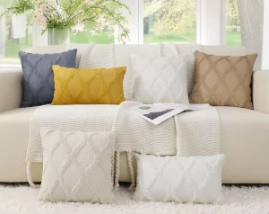 Nordic Style Square Cross Border Solid Color Cozy Plush Throw Pillow Cover Sofa Cushion Lumbar Support Cushion Home Decor