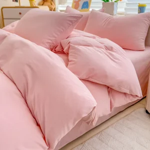 Nordic Style Washed Cotton Brushed Bedding SetSimple Solid Color Duvet Cover Set Queen King Size Soft Breathable Bedroom Bedding