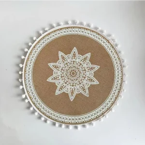 Nordic-Style Woven Bamboo Jute Bohemian Style 38cm Heat Resistant Placemat Eco-Friendly Dining Table Insulation Mat