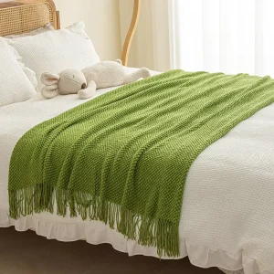 Nordic Style Woven Cloth Bed Blanket with Tassel for Hotel or Home Use As Nap Flag Mat or Sofa Blanket Bed End Towel