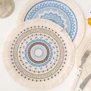 Nordic Tassel Bohemian Woven Cotton Non Slip Place Mat Eco Friendly Heat Insulation Dining Table Pot Mat Household Mat