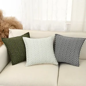 Nordic Vintage Herringbone Chenille Jacquard Velvet Throw Pillow Cushion Customizable Square Sofa Pillow Cover