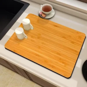 Nordic Wood Grain Kitchen Draining Mat Soft Fabric Non-slip Heat Resistant Dish Drying Placemat Coaster