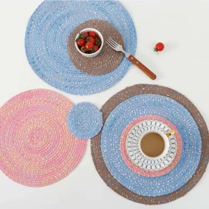 Nordic Woven Dining Placemats INS Style Cotton Yarn Heat Insulating Mats for Creative and Personalized Home Use