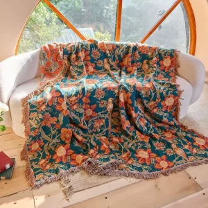 Nordic Woven Throw Blanket 100% Cotton Tassel Animal Print Air permeable Summer Bed Cover Soft Single