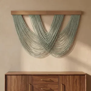Nordic style Handmade Cotton Rope Tassel Tapestry Wall Hanging for Living Room Wooden Board Decorative Wall Art