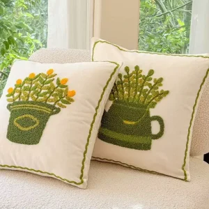 Nordic-style Instagram-inspired Embroidered Square Throw Pillow with Polyester Fiber for Living Room and Bedroom