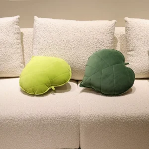 Nordic style Plush Faux Leaf Throw Pillow with PP Cotton Filling Floral Print Design Customizable Home Decor 600TC Hand Washable