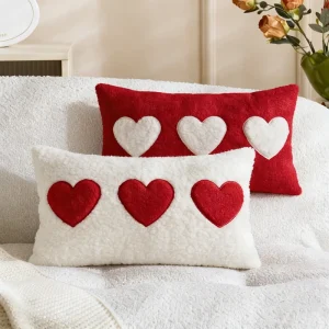 Nordic style Valentine’s Day Heart Shaped Plush Throw Pillow Cover for Living Room