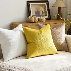 Nordic style square Ginkgo Leaf Sofa Throw Pillow Cover Solid color Plush Backrest Cushion Cover Living Room Decor Home Bedside