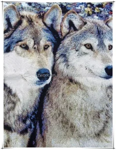 Northeast Wolf 23×23 Inch Wall Hangers New Style Tapestry Aubusson Design Jacquard Woven Animal Pattern
