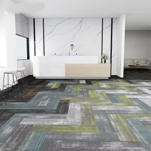 Nylon Carpets Tiles Striped Design Office Carpet Tiles PVC Backing for Corridor