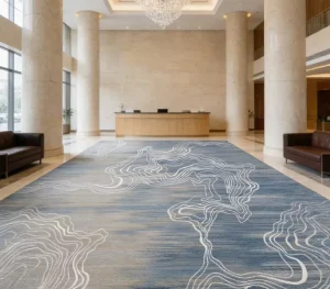 Nylon Printed Carpet for Outdoor Bathroom Hotel Use Roll Shape with Cut Pile and Jacquard Technics Square Hallway Pattern