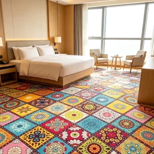 Nylon Wall to Wall Hotel Bedroom Carpet Fireproof Silent Wear proof Custom Print Free Sample for Hotel Engineering Buyer