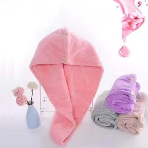 ODM Dry Hair Cap Multi color Hair with Turban Shower Cap Super Absorbent Microfiber Hair Band Towel with Ring Buckle