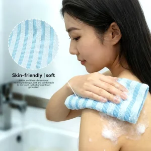 ODM OEM Japanese Stripe Two Sided Exfoliating Washcloth Bath Scrubber Exfoliate Body Wash Cloth Back Cleaning Shower Towel