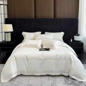 ODM OEM Premium 100S Long Staple Cotton Hotel Home Textile Embroidery Duvet Cover 5 Star Hotel Grade Bed Linen Bedding Set