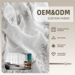 ODM OEM Transparent Sheer Curtain Fabric Long Lasting Light Airy By The Rol