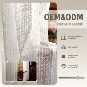ODM&OEM Curtain Fabric 100% Polyester Jacquard Hotels Curtains Embossed Sheer Fabric Roll Warp Plain Nonwoven with Dyed Pattern