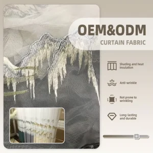 ODM&OEM Curtain Fabric vertical Snow Linen Guangzhou Textile Embroidery Voile Sheer Fabric Roll