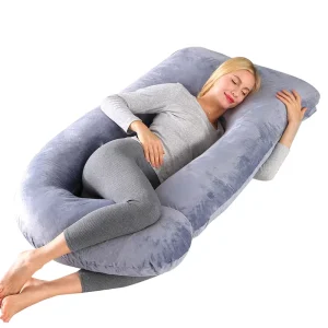 OEKO 100 Certified Portable Comfortable Zipper Cover Design Polyester Filling Full Body Support U Shape Maternity Pillow Belly