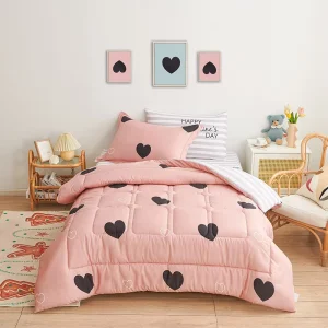 OEKO BSCI ISO New Design Cartoon Printed 7 Pcs Plain Woven Polyester Home Bed Linen Comforter Set